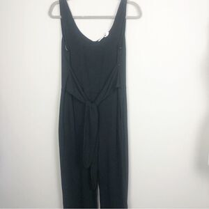 LUSH | NEW Black Tie Front Tapered Leg Jumpsuit Keyhole Back Women’s Size Large